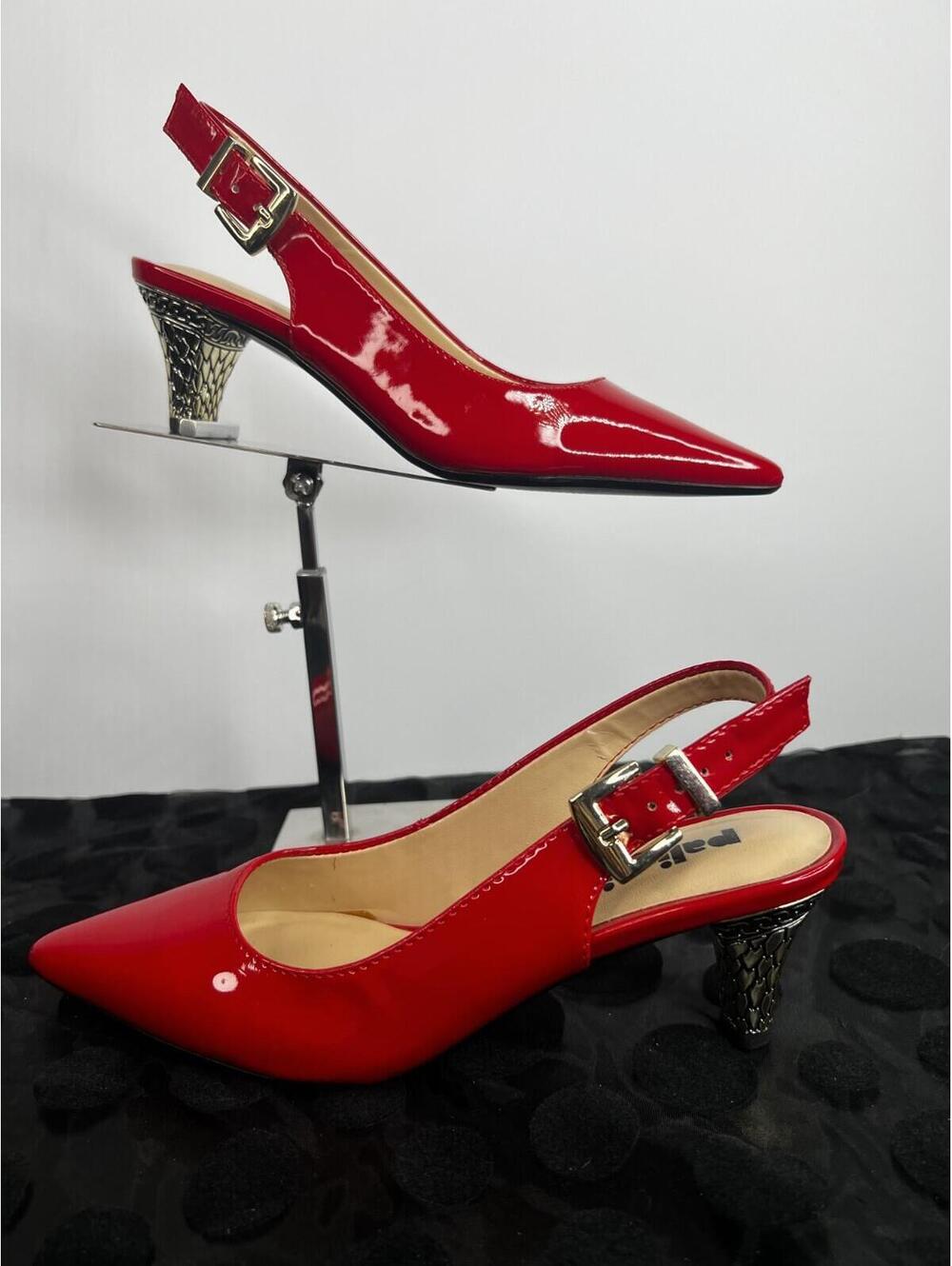 Palizzio Red Patent Leather Slingback Heels Pointed Toe Pumps Women's Size 5